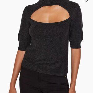 FRAME Women's Cut-Out Turtleneck Cashmere Blend S/S Sweater Size: L